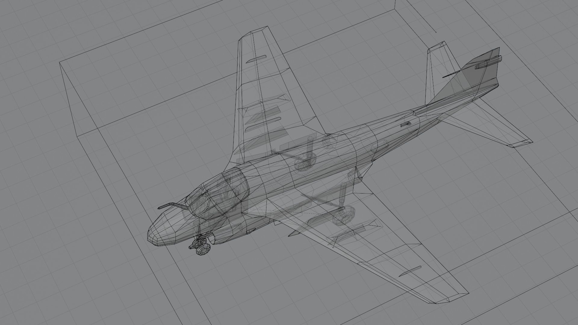 Grumman A-6 Intruder jet attack plane Low-poly 3D model_8