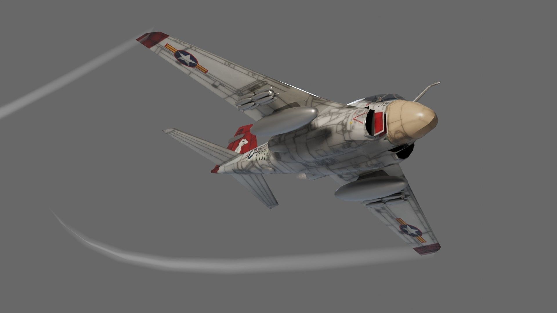 Grumman A-6 Intruder jet attack plane Low-poly 3D model_10