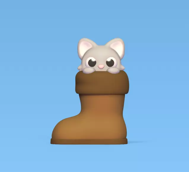 Cat Inside the Boot 3D print model