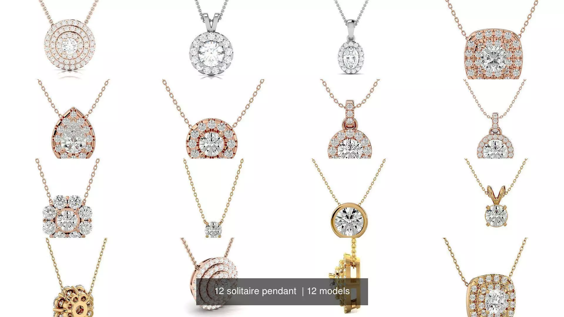12 solitaire pendant  3D Model Collection_0