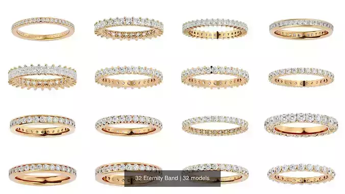 32 Eternity Band 3D Model Collection