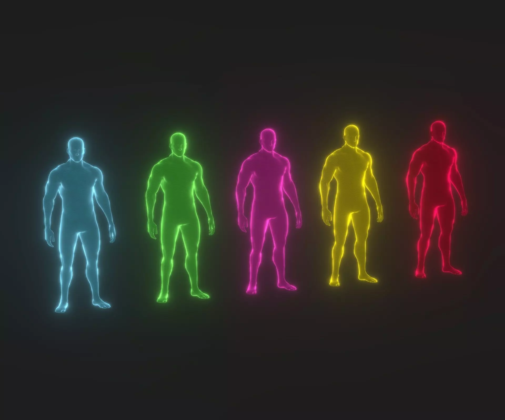 Animated Human Hologram Male 3D Model Low-poly 3D model_0