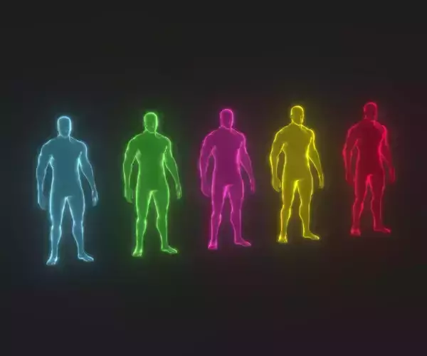 Animated Human Hologram Male 3D Model Low-poly 3D model