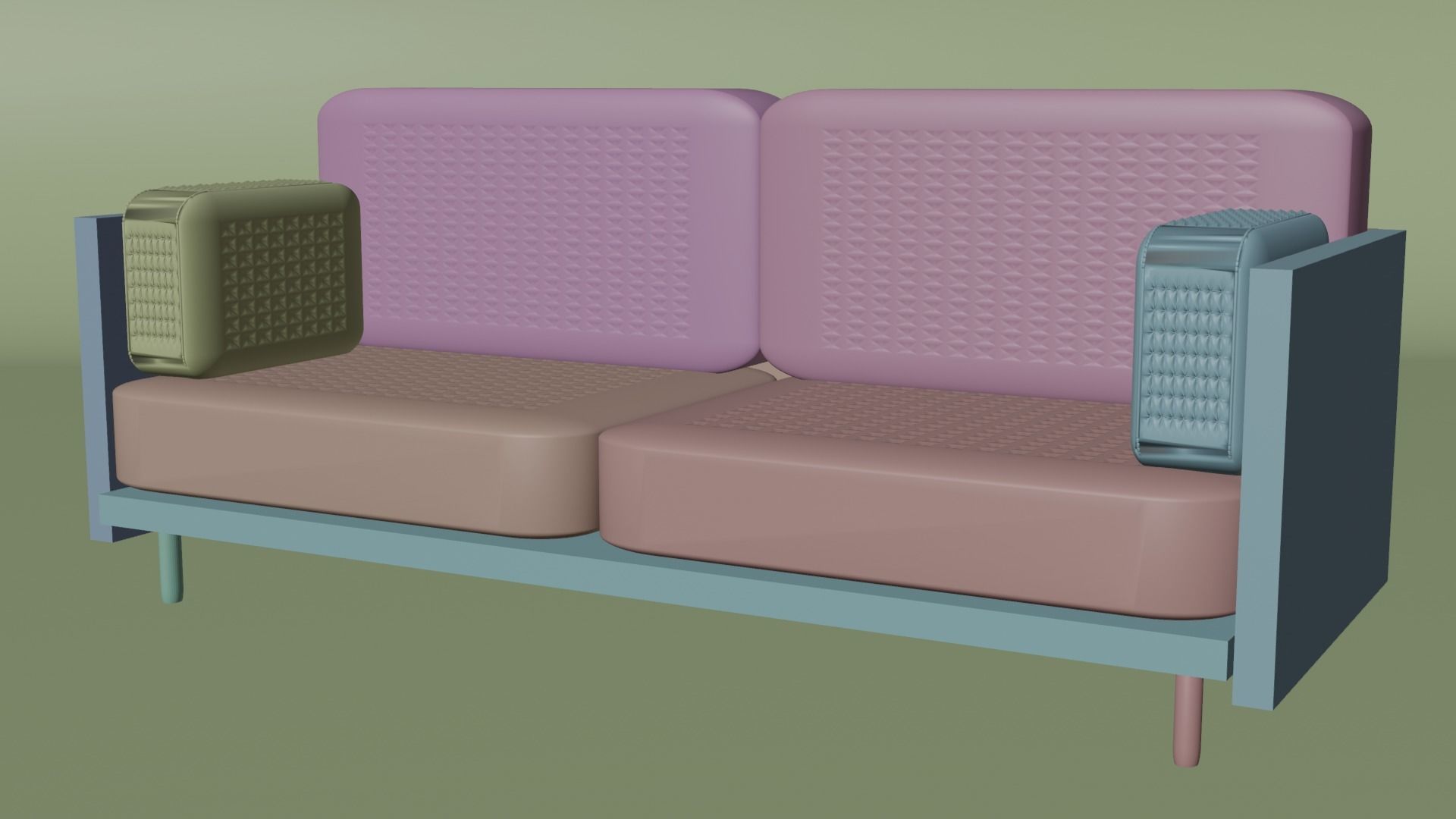Sofa with wood 3D model_2