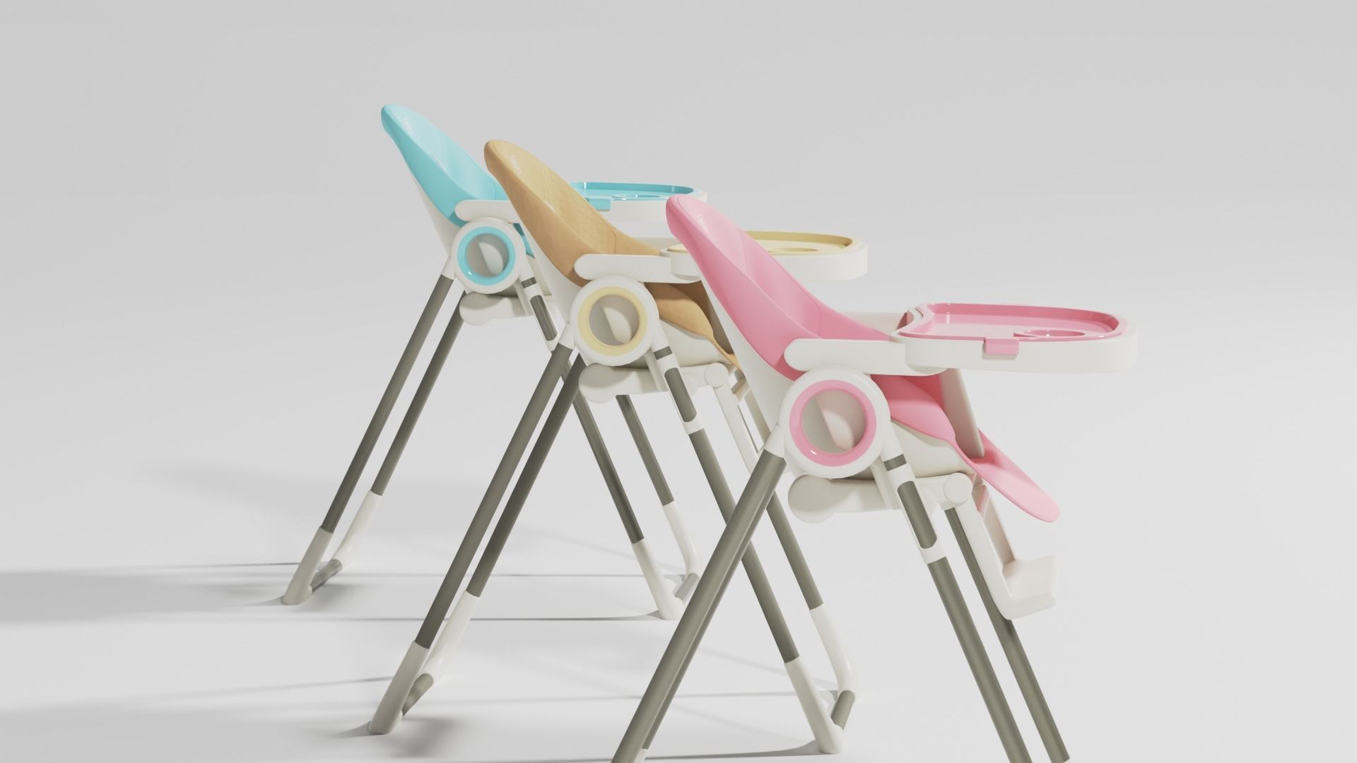 Adjustable baby feeding chair set 3 various  Scolours Low-poly 3D model_1