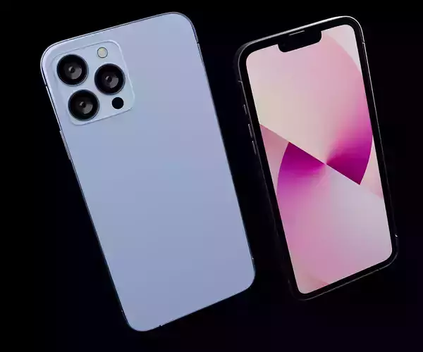 Phone 3D model two iphones