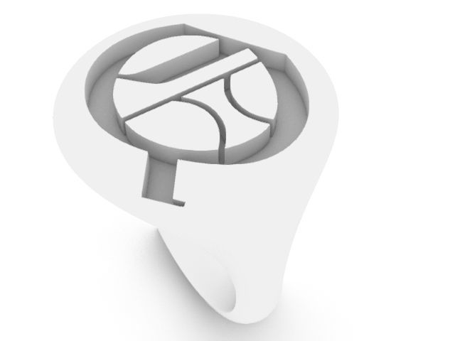 q classic alphabet ring stl verified 3D print model_2