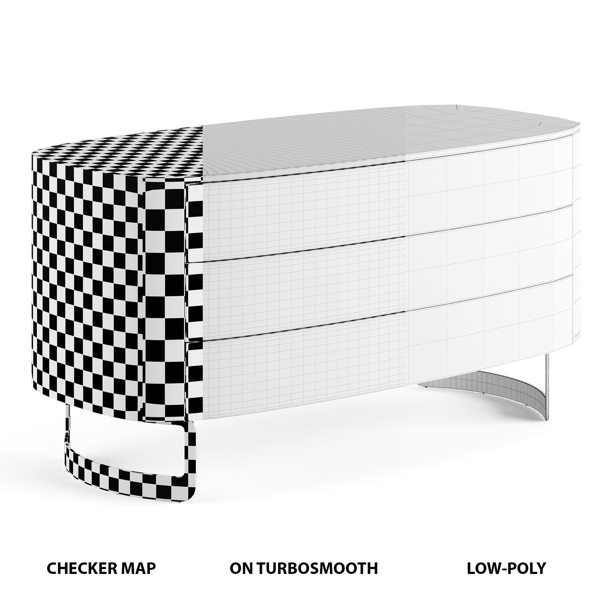 Fendi Moonlight Chest of Drawers Lacquer Low-poly 3D model_2