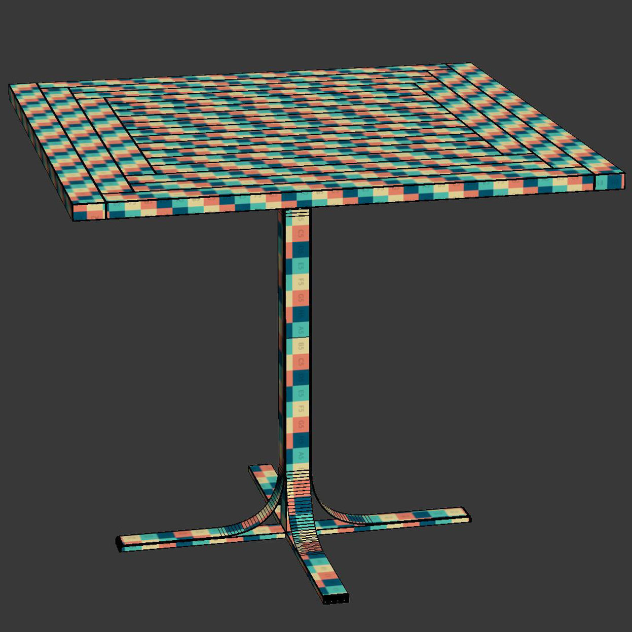 Mila square restaurant table M80 3D model_5