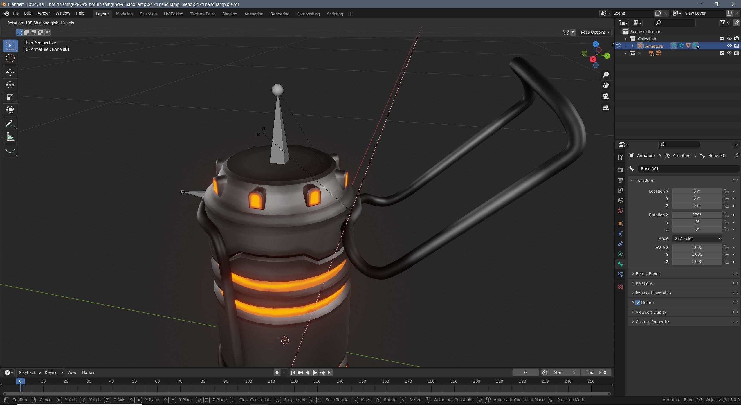 Sci-fi hand lamp Low-poly 3D model_13