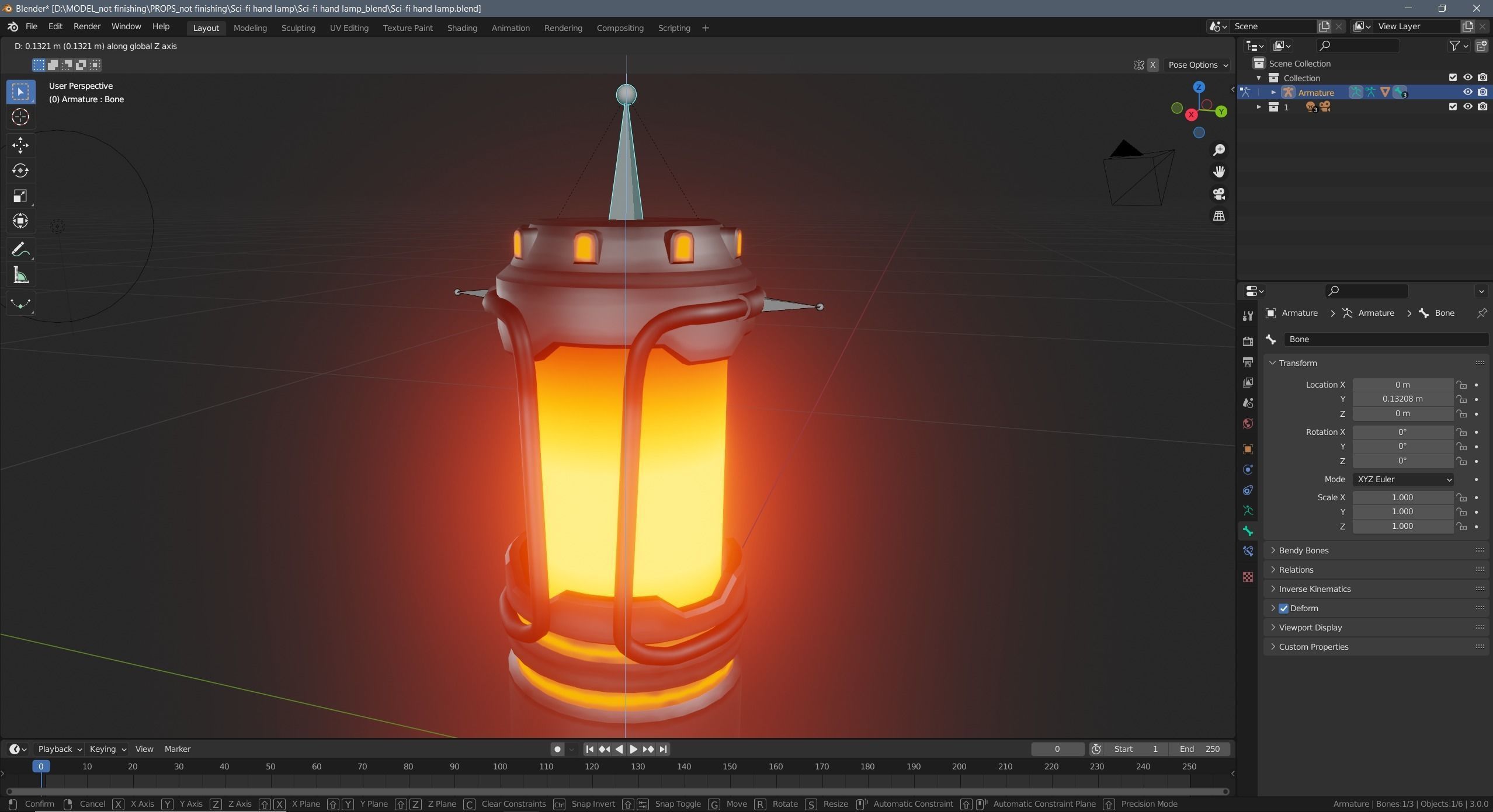 Sci-fi hand lamp Low-poly 3D model_12