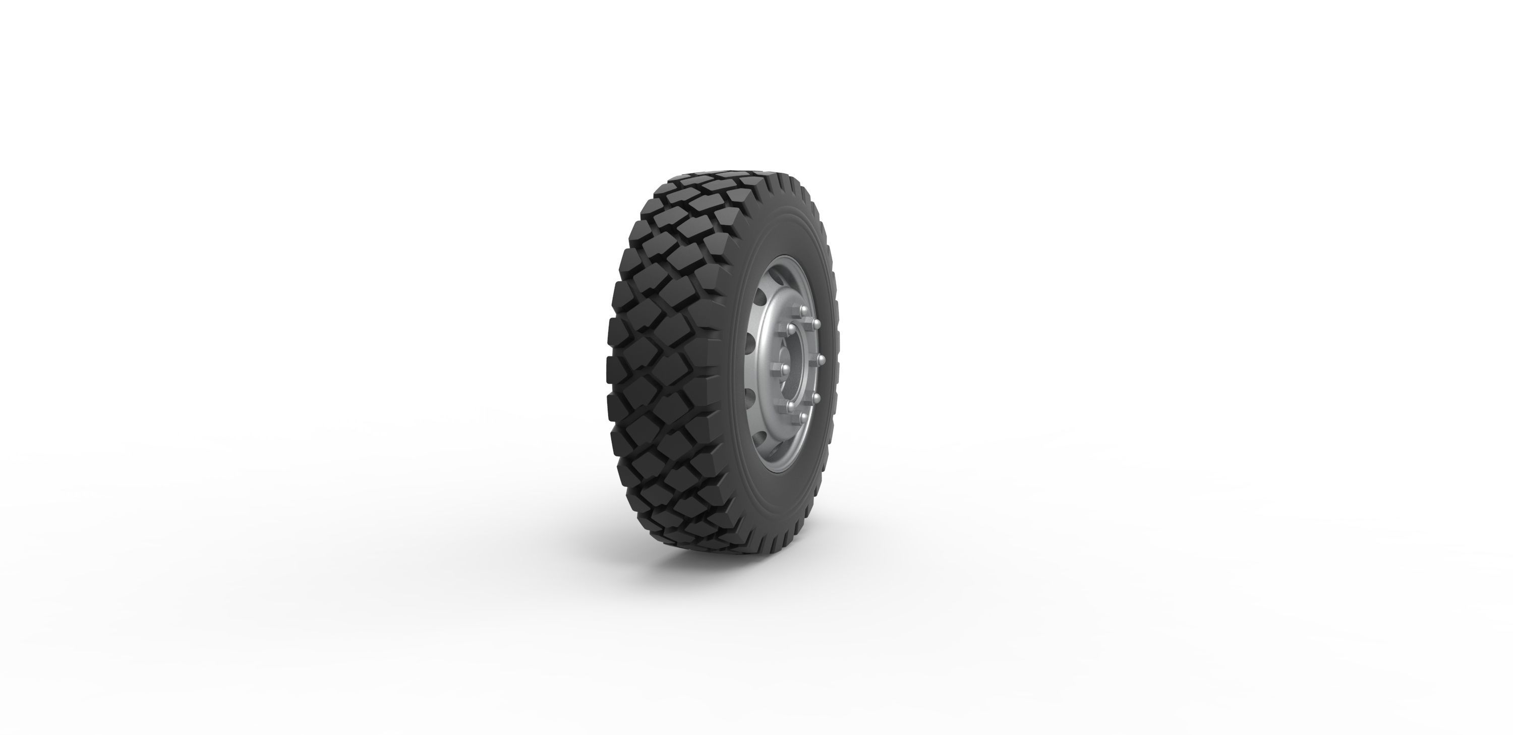 Military truck wheel Scale 1 to 25 3D print model_1