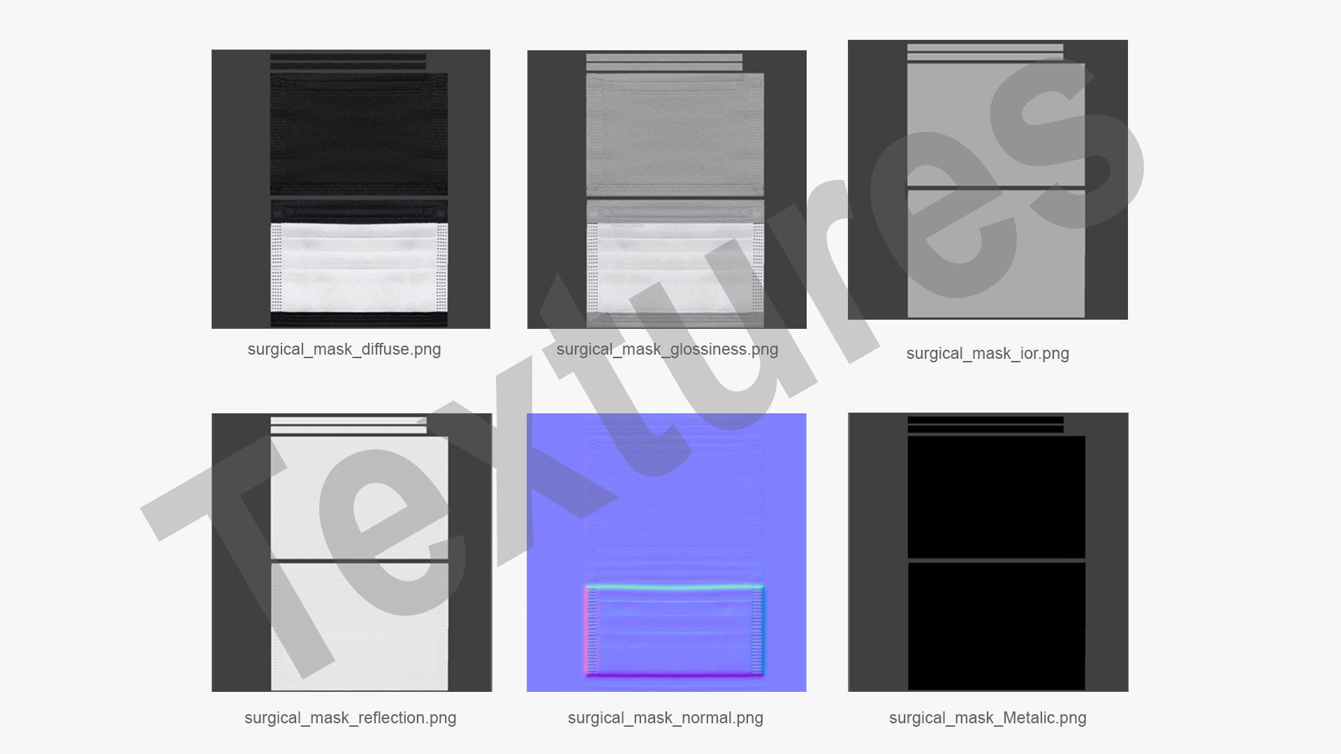 3 layer Disposable Mask PBR Low-poly 3D model_25