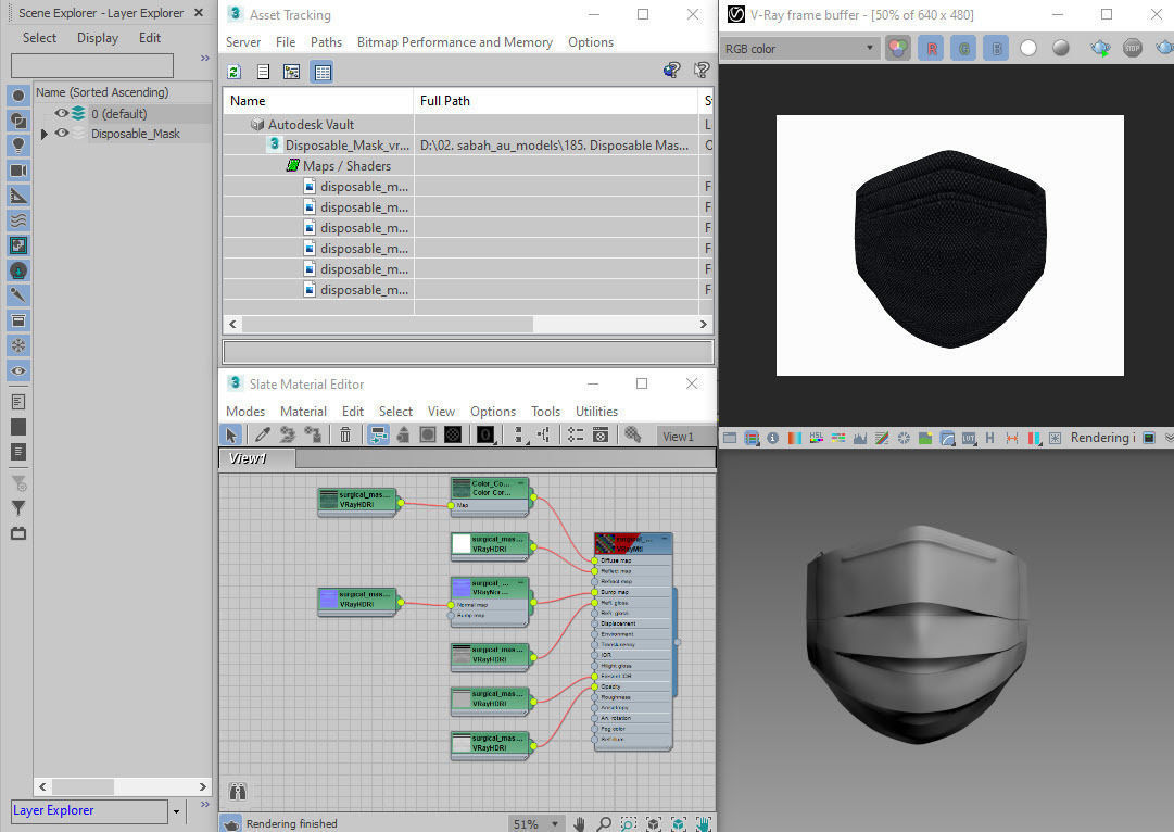 3 layer Disposable Mask PBR Low-poly 3D model_26