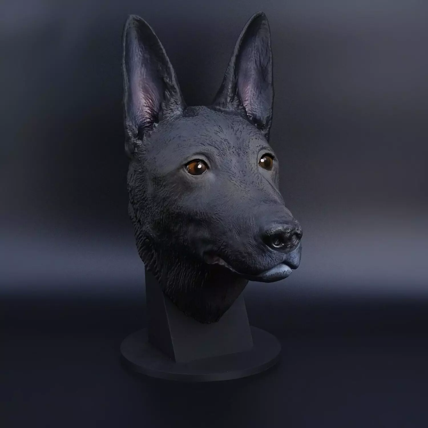 German Shepherd Head -3d-print-file-High Polygon 3D print model