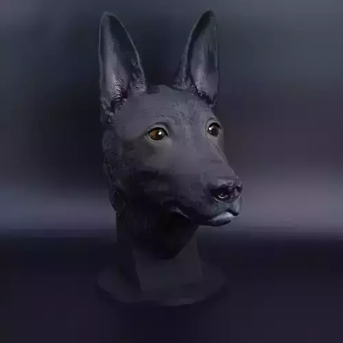 German Shepherd Head -3d-print-file-High Polygon 3D print model