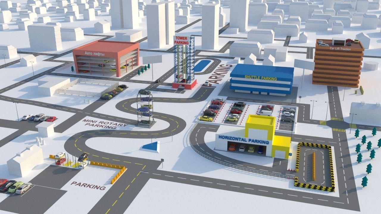 Car parking animation 3D model_2