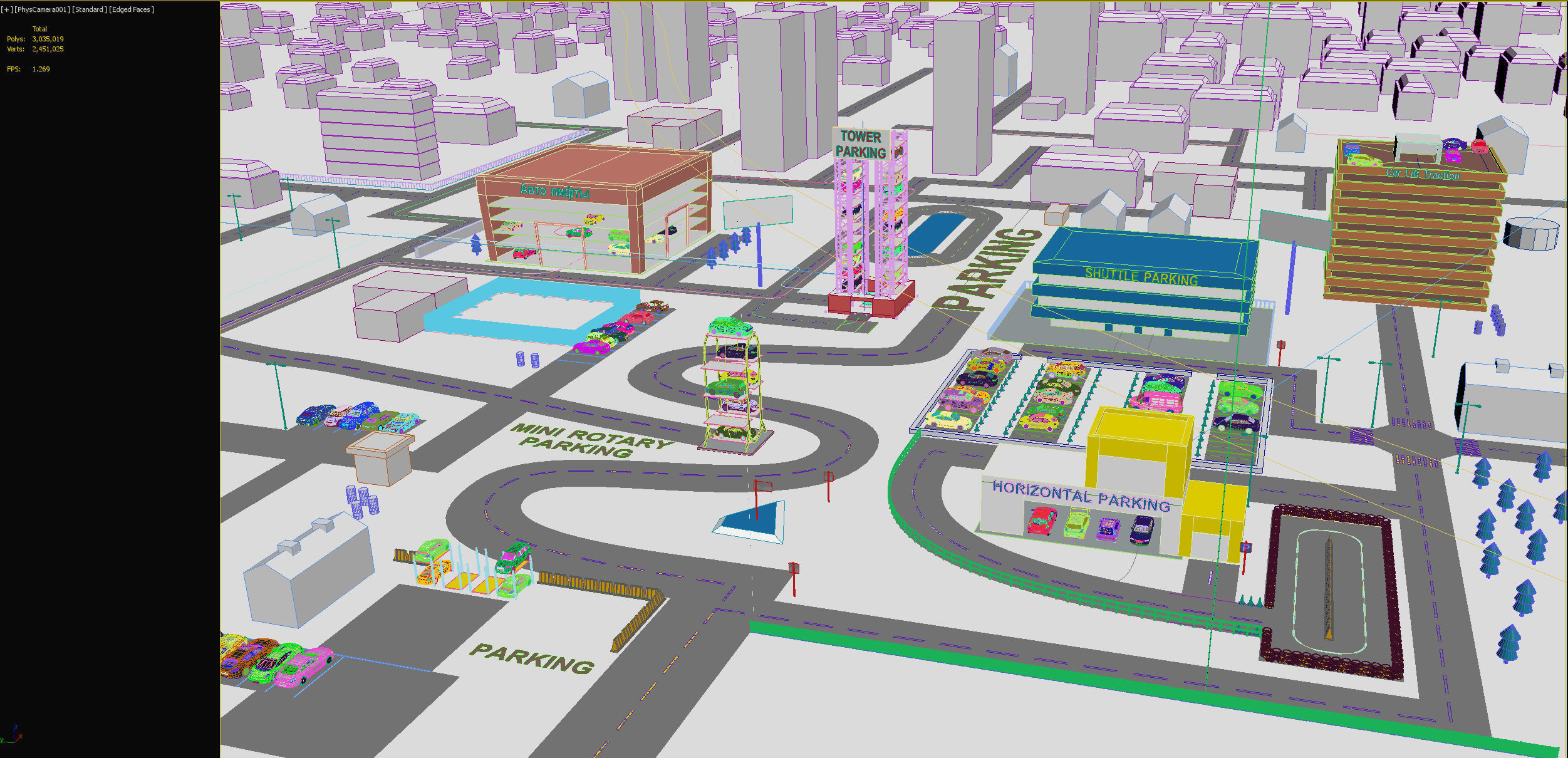 Car parking animation 3D model_3