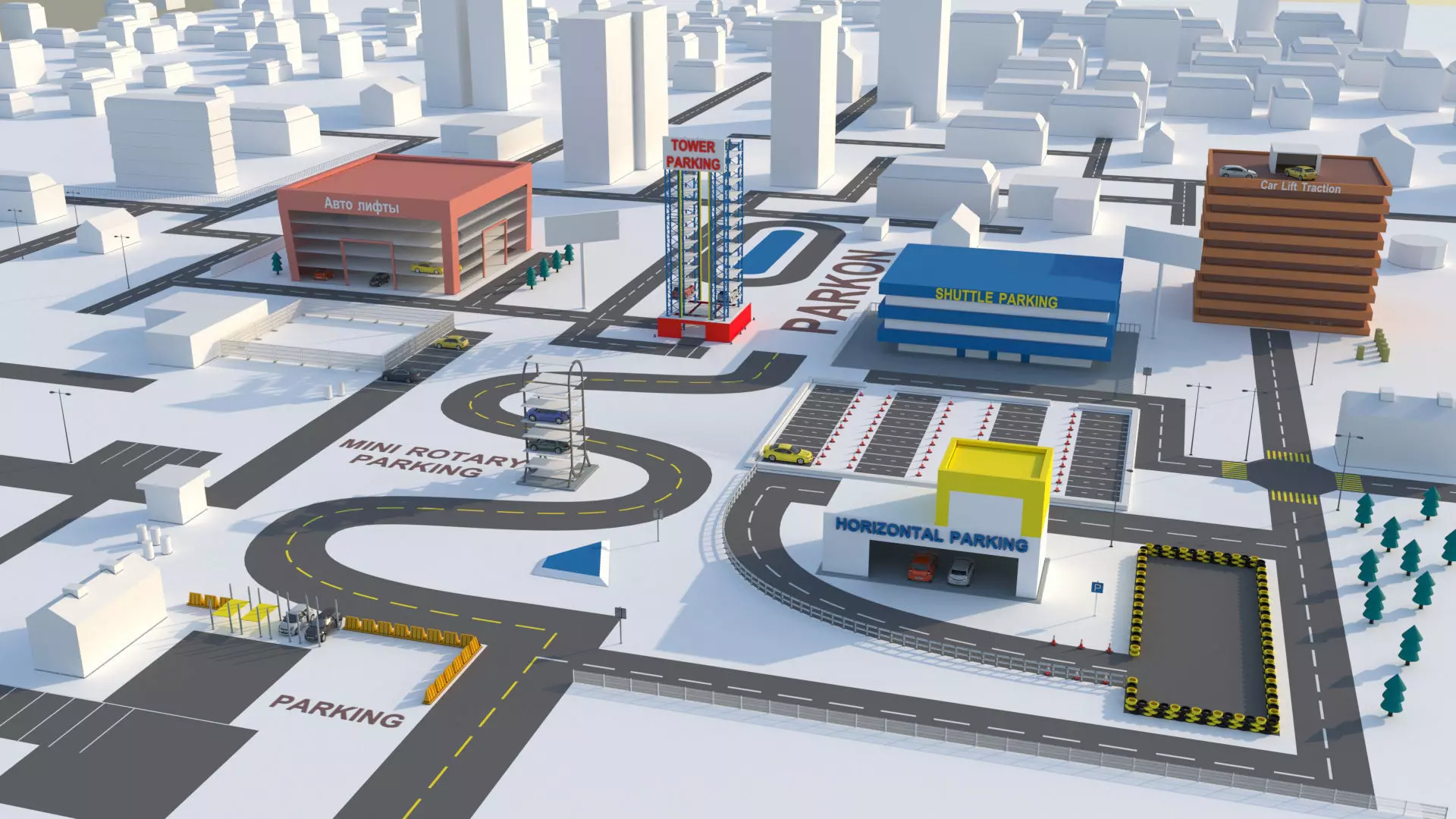 Car parking animation 3D model_0