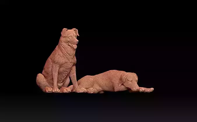 dogs lies sits 3D print model