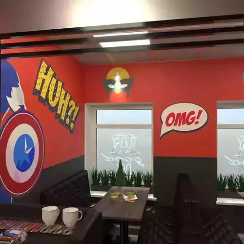 Cafe superhero interior style