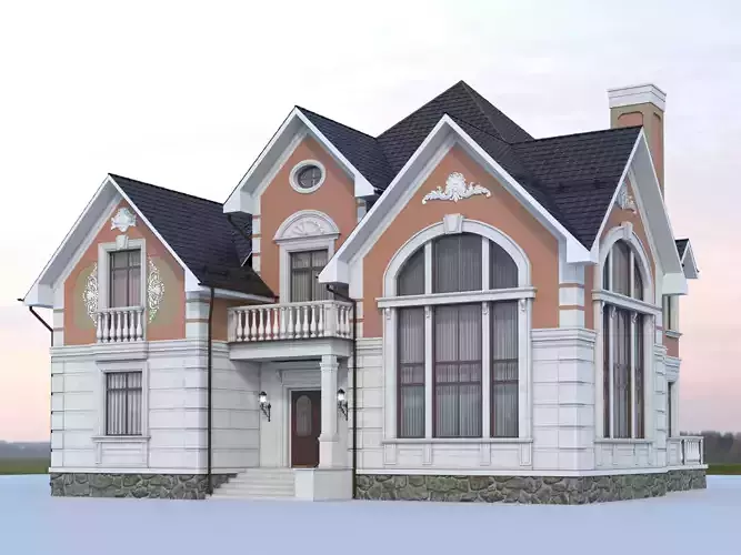 Mansion victorian house at dusk