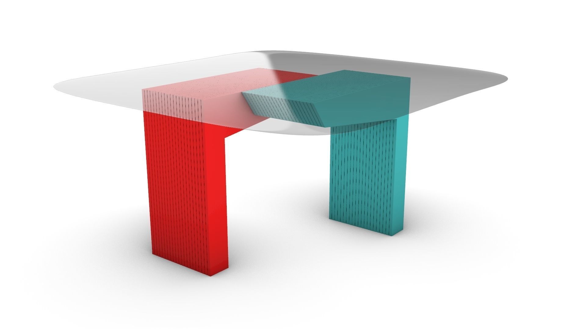 table coffee - orange 3D model_2