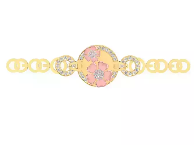 Multicolour Floral Diamond Bracelet 3D Model  3154 