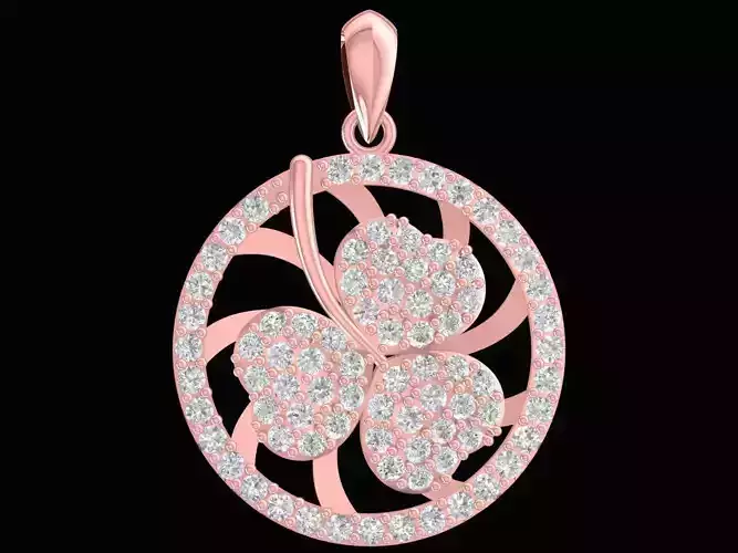 Triple Swirl Diamond Circle Pendant  3155 