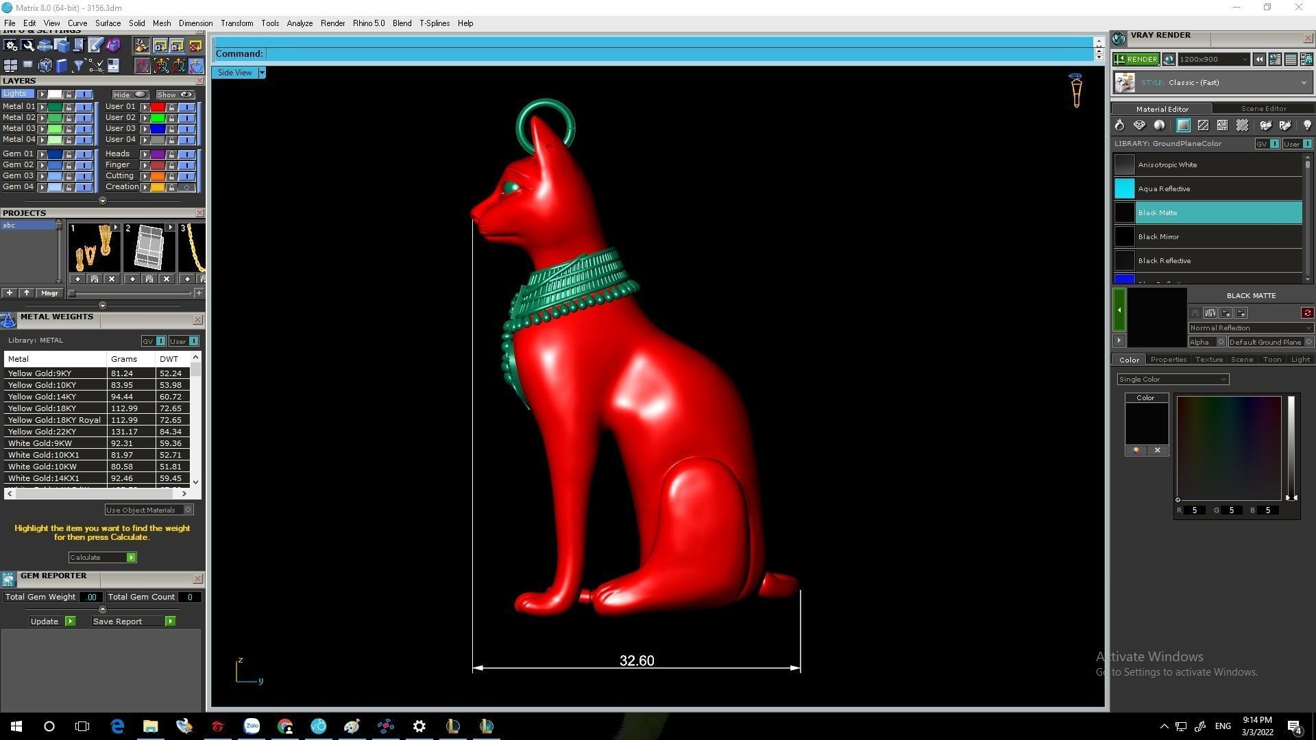 Egyptian Bastet Cat Pendant 3D Jewelry Model 3156 3D print model_4