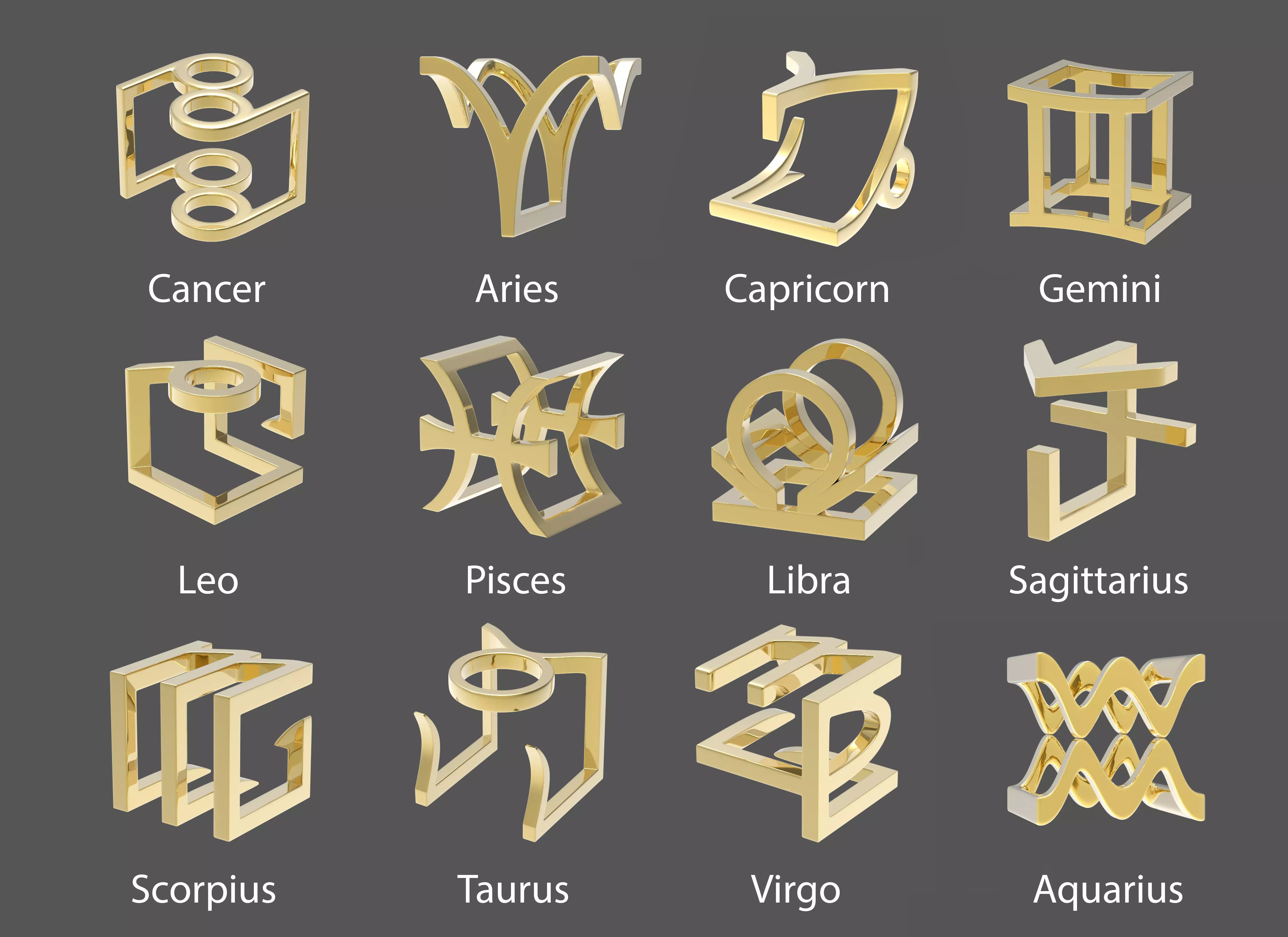 Zodiac 3d Necklace 3D print model_0