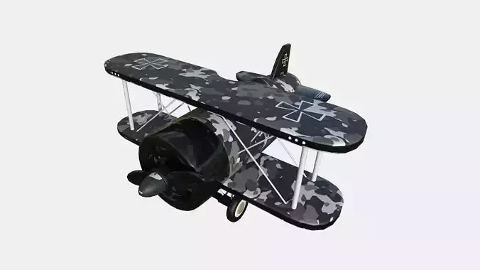 Airplane Cartoon A11 Black Camouflage - Classic Aircraft