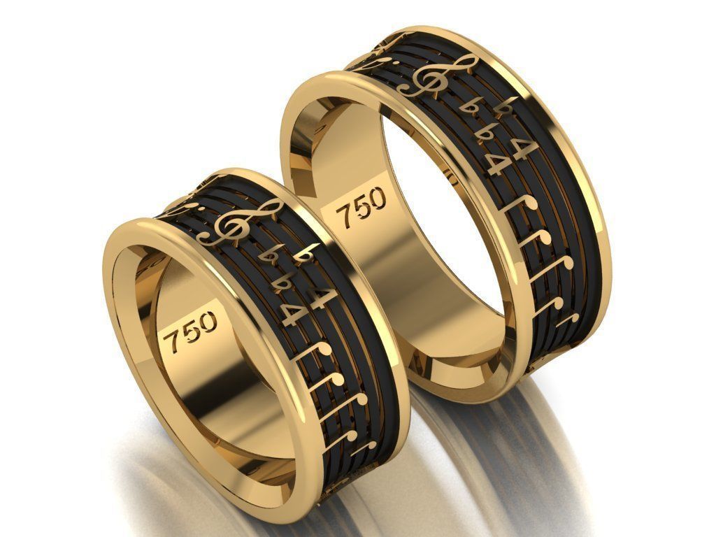 ring set 45 collection1  musical note 3D print model_2