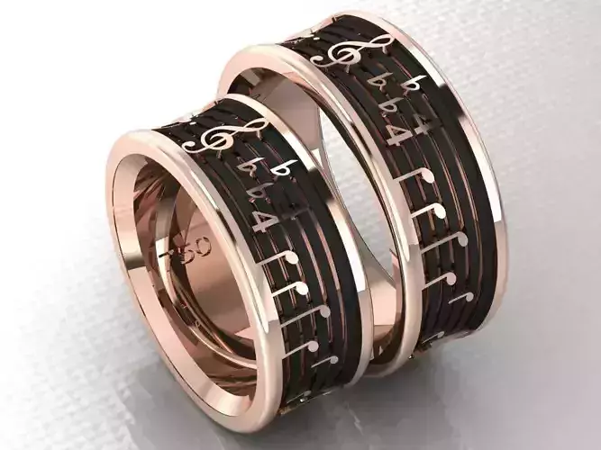 ring set 45 collection1  musical note 3D print model