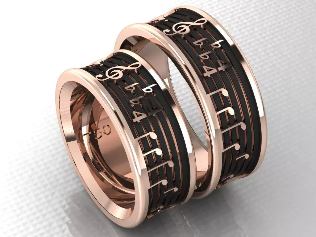 ring set 45 collection1  musical note 3D print model_0