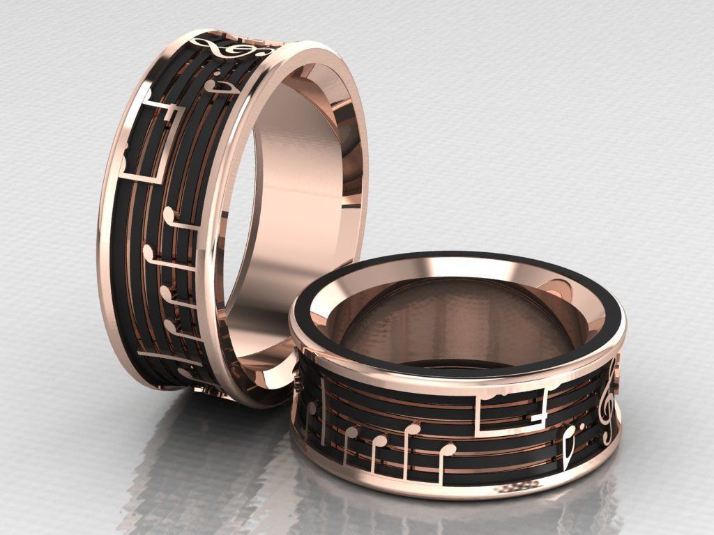 ring set 45 collection1  musical note 3D print model_7