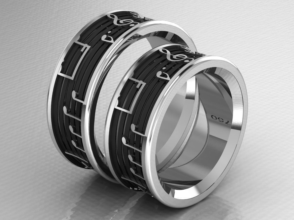 ring set 45 collection1  musical note 3D print model_21