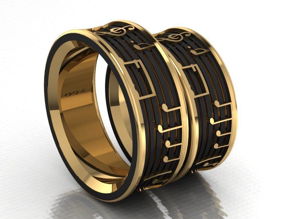 ring set 45 collection1  musical note 3D print model_16