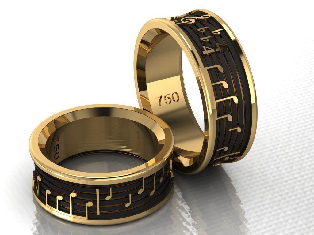 ring set 45 collection1  musical note 3D print model_1