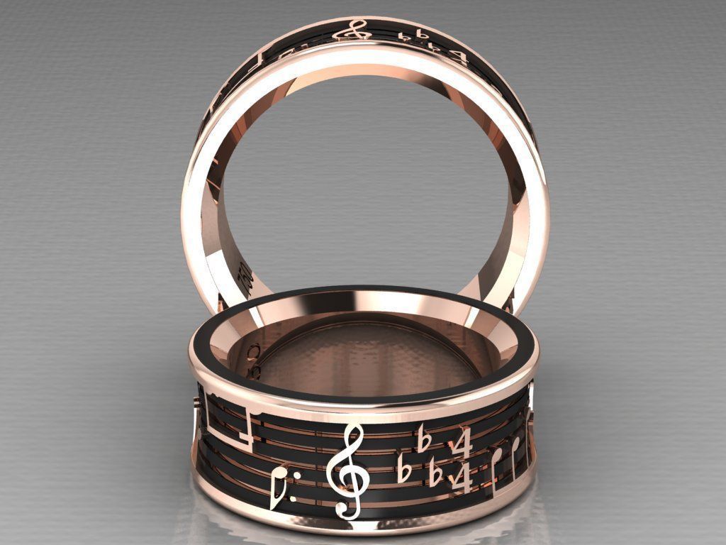 ring set 45 collection1  musical note 3D print model_8