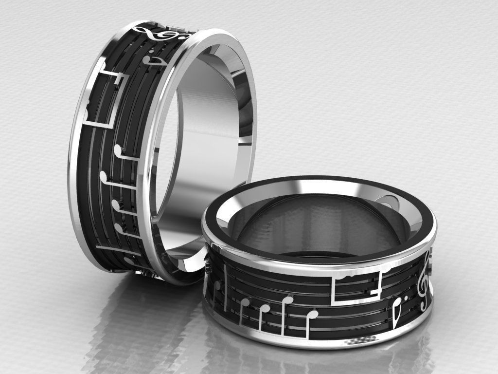ring set 45 collection1  musical note 3D print model_4
