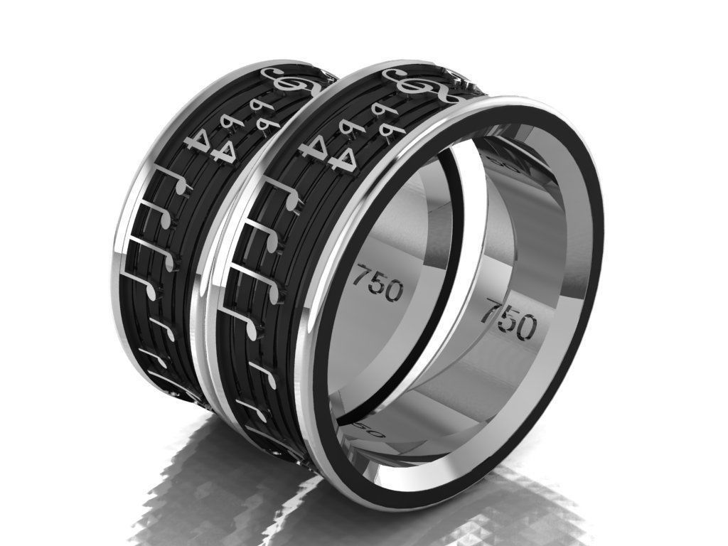 ring set 45 collection1  musical note 3D print model_27