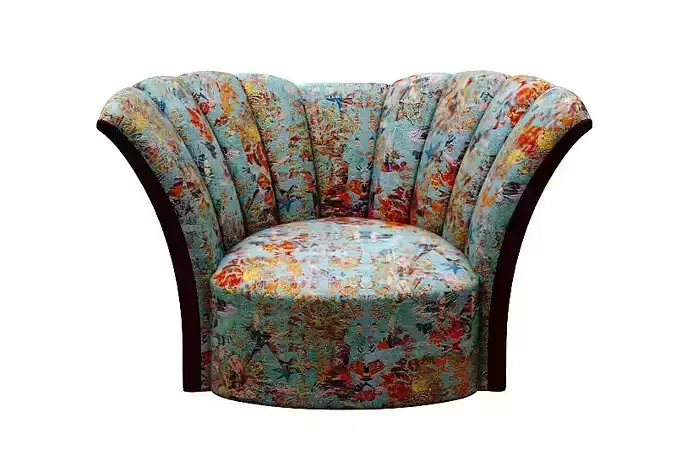 Armchair chair with floral pattern