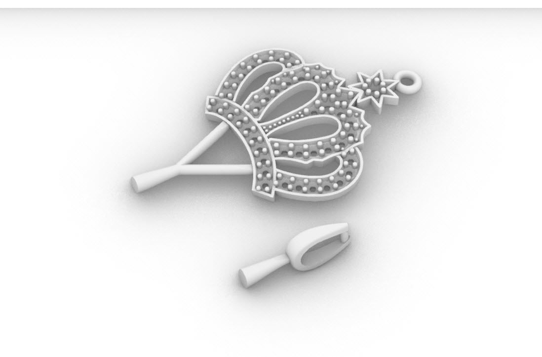 Crown Diamond Pendant  3D print model_7