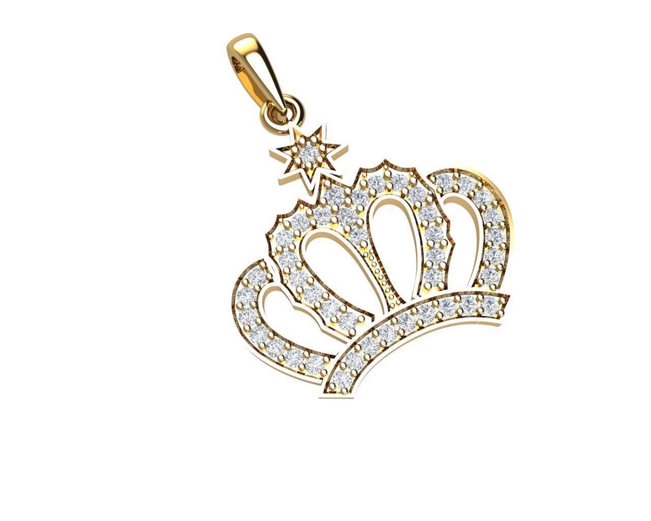 Crown Diamond Pendant  3D print model_4