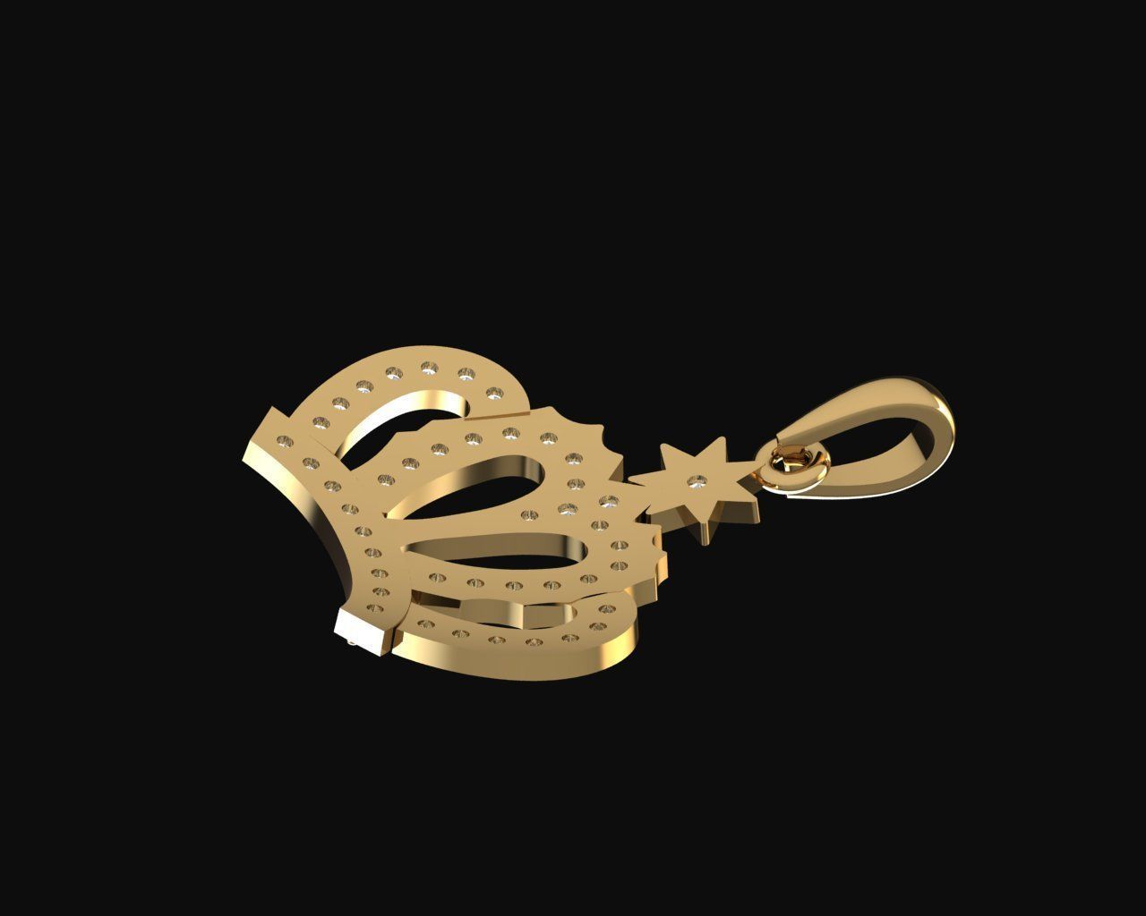 Crown Diamond Pendant  3D print model_3