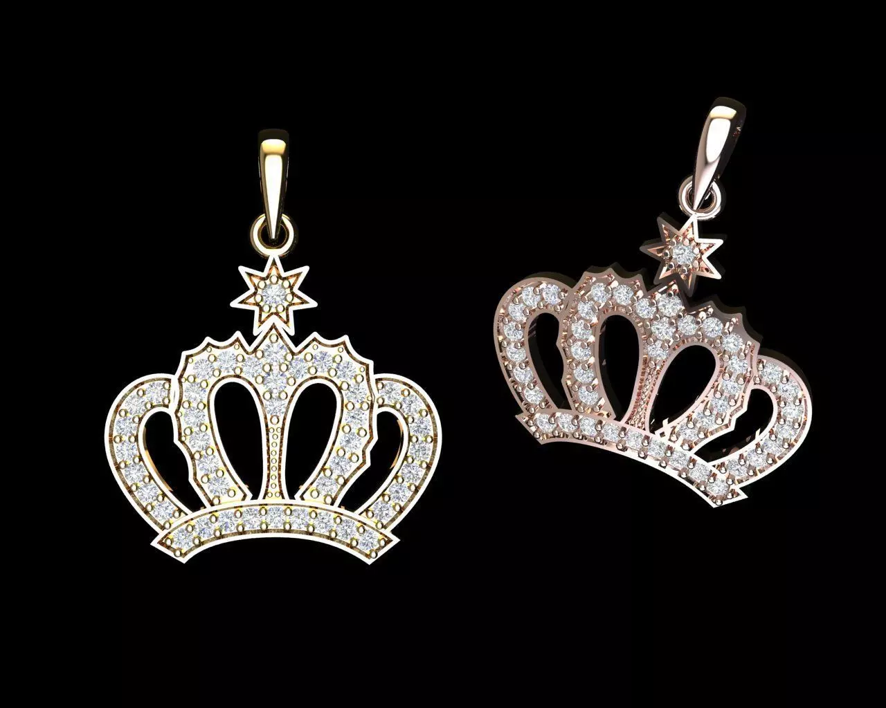 Crown Diamond Pendant  3D print model_0