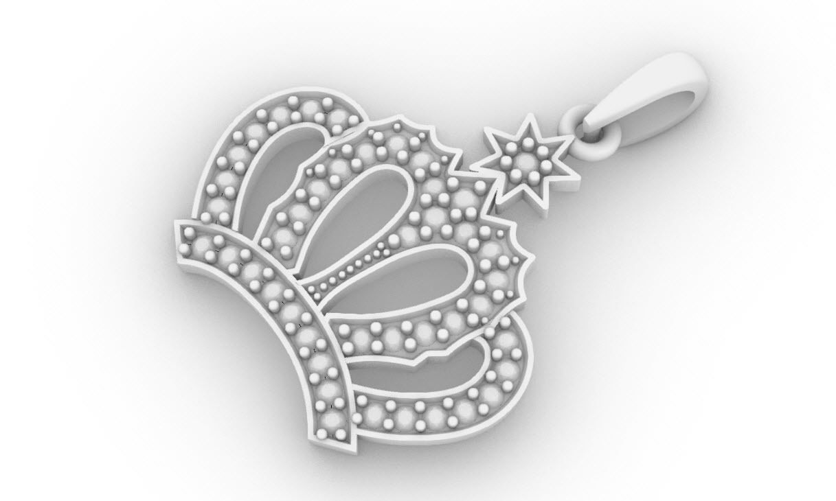 Crown Diamond Pendant  3D print model_6
