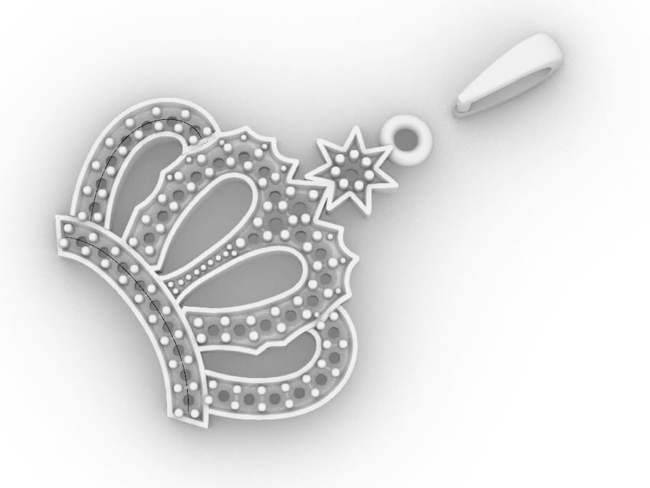 Crown Diamond Pendant  3D print model_8