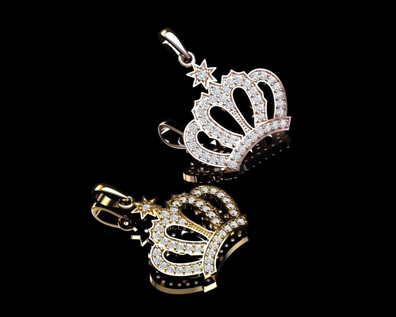 Crown Diamond Pendant  3D print model_1